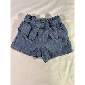 Hope & Henry Blue Chambray Linen Blend Paperbag Waist Shorts Toddler 12-18M